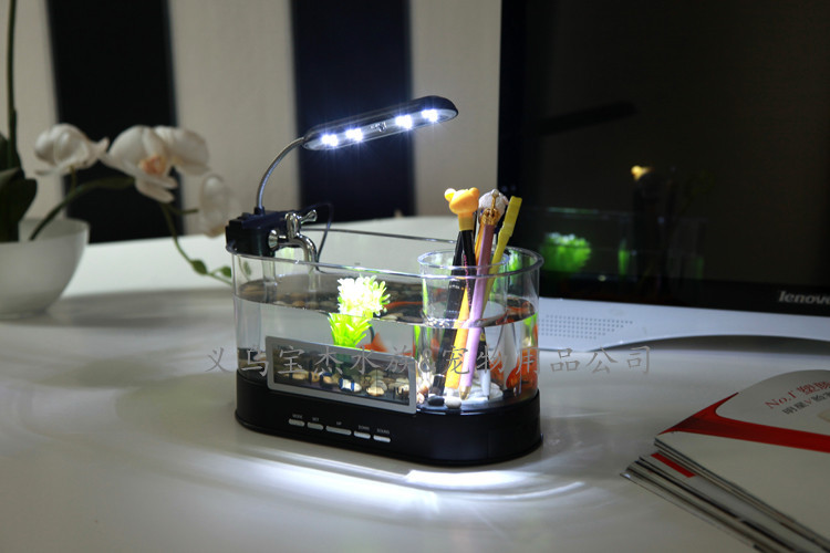 Creative desktop aquarium USB mini small ecological ornamental Golden Dragon fish acrylic fish tank manufacturer wholesale pic 7