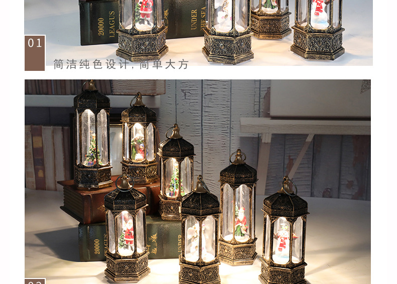 跨境新款圣诞装饰品LED风灯圣诞微景观复古小夜灯创意圣诞节礼物详情16