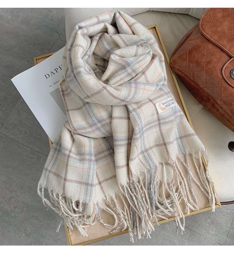围巾女冬季高级感格子冬天爆款2024新款围脖百搭学生加厚保暖批发详情5