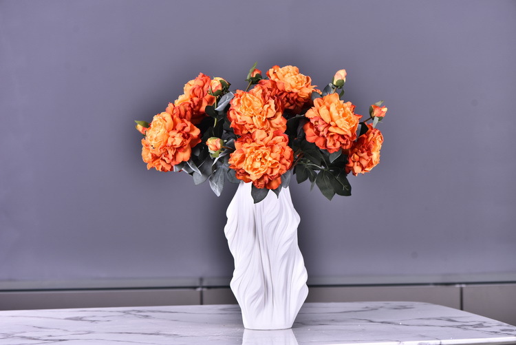Factory direct sales of 2 simulated peonies, retro charred edge simulated peonies, soft decoration floral art for living rooms, lobbies and homestays pic 19