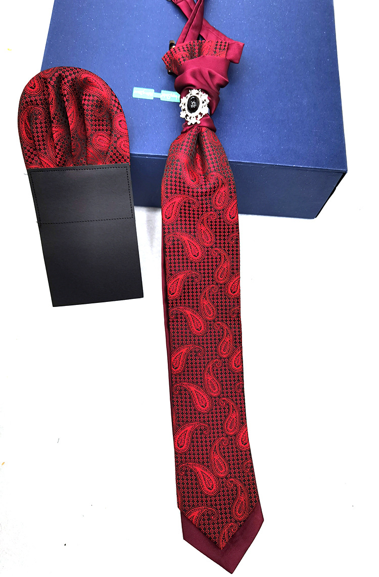 Hong Kong knot tie pocket square set gift with suit photography groom British wedding banquet tie for men pic 7
