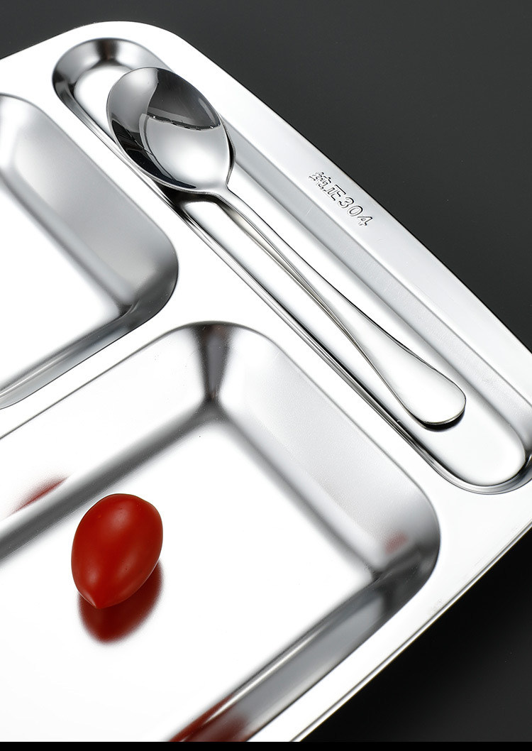 304 stainless steel fast food plates, divided into compartments, food-grade, school cafeteria plates, student meal plates, stainless steel plates pic 7