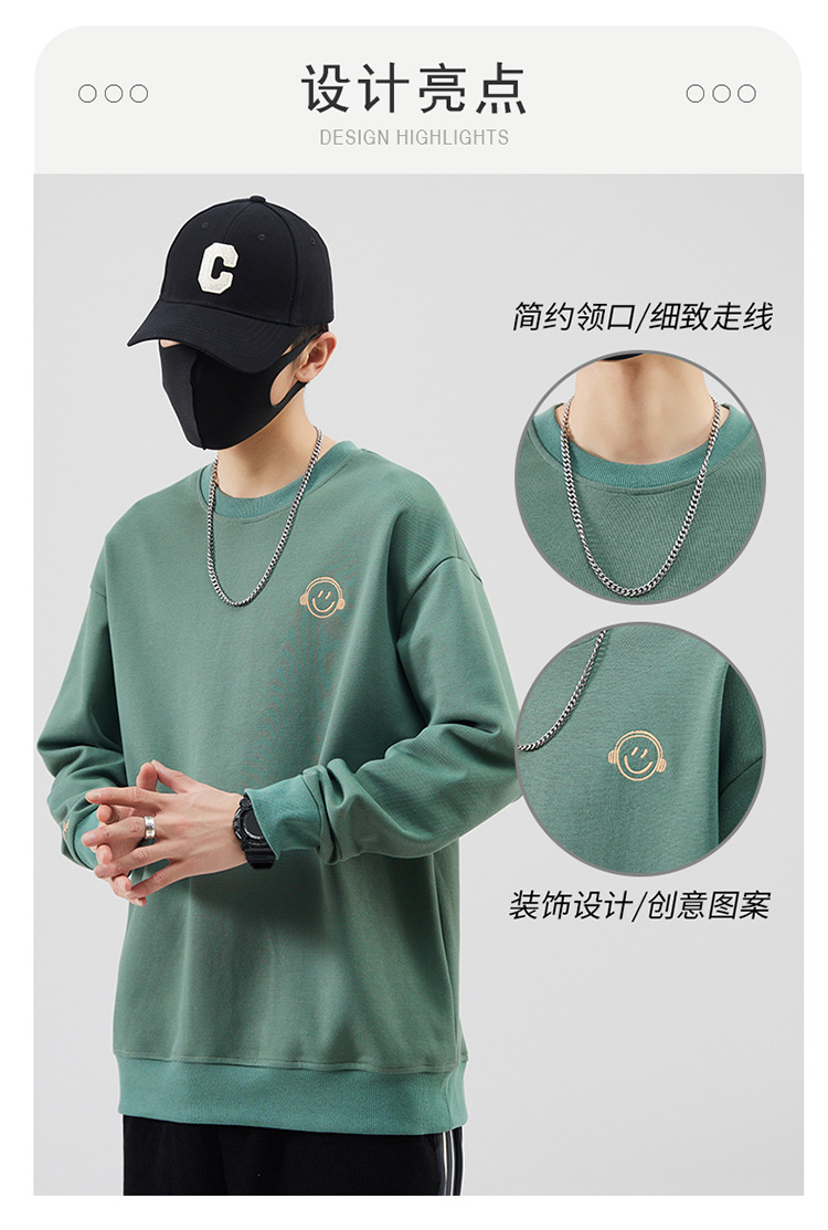 圆领卫衣男士春季2025新款潮流牌ins无帽套头上衣宽松春秋外套T恤详情2
