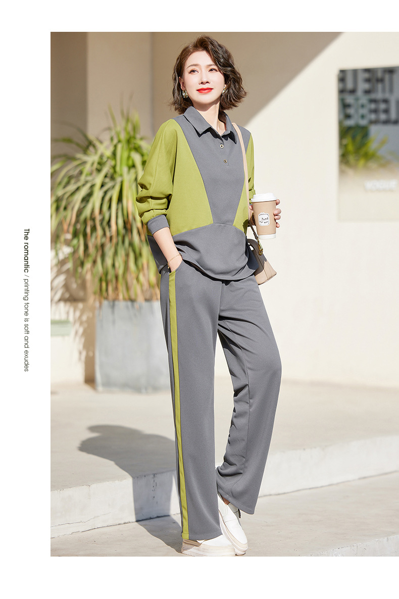 中年妈妈装2023新款运动服套装中老年女春秋款时尚休闲卫衣两件套详情11