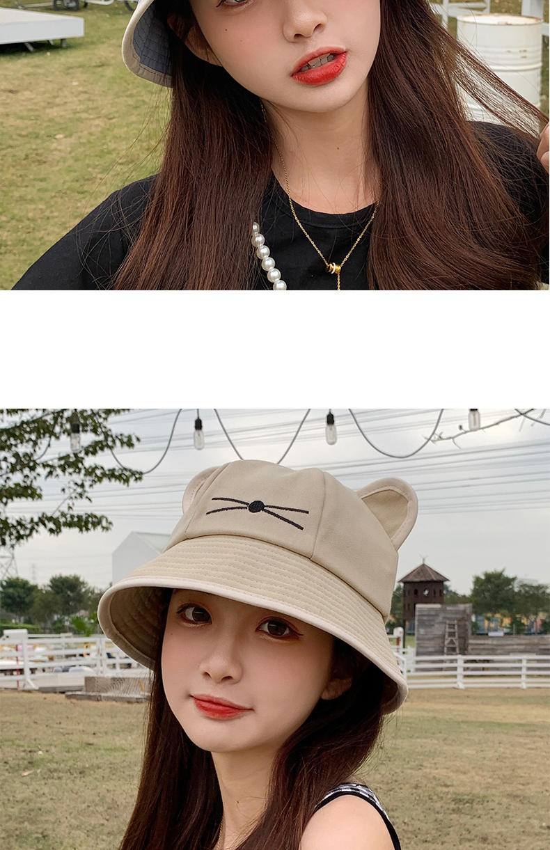 储杰渔夫帽女2022韩版春秋季卡通猫咪胡须遮阳帽夏季学生可爱盆帽详情15