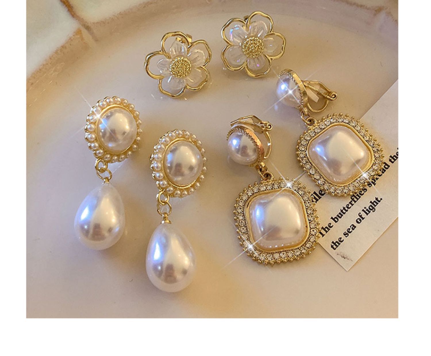 韩版复古珍珠耳夹女无耳洞小众简约925银针高级耳环小众耳饰批发详情2