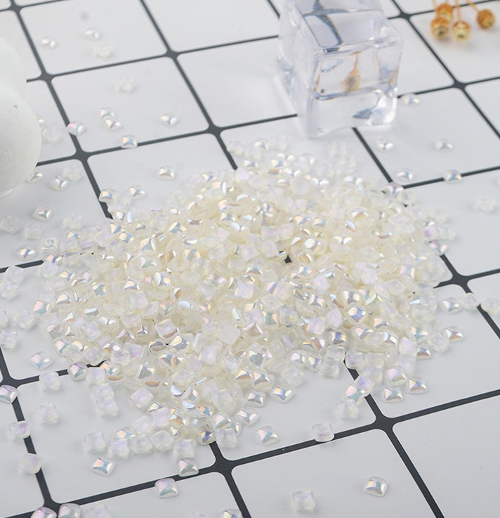 Wholesale of popular nail art accessories: Jelly mini ab color square resin flat bottom colorful irregular-shaped diamond nail art diamond pic 2