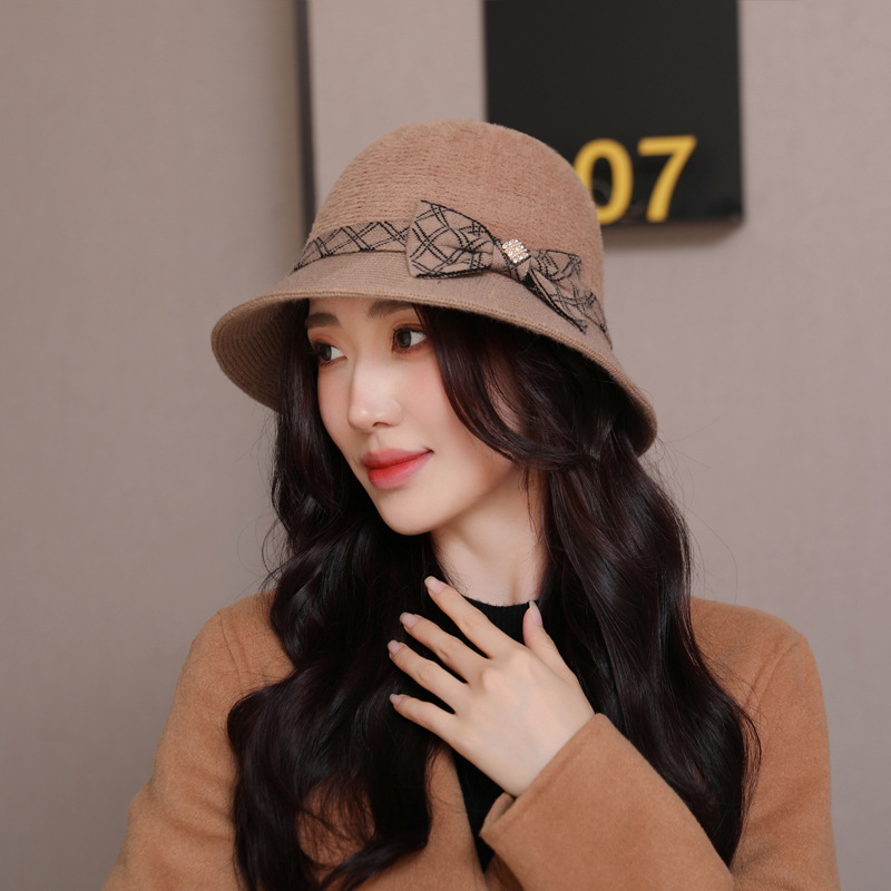 秋冬渔夫帽子女复古可折叠盆帽赫本风优雅保暖针织帽简约文艺礼帽详情10