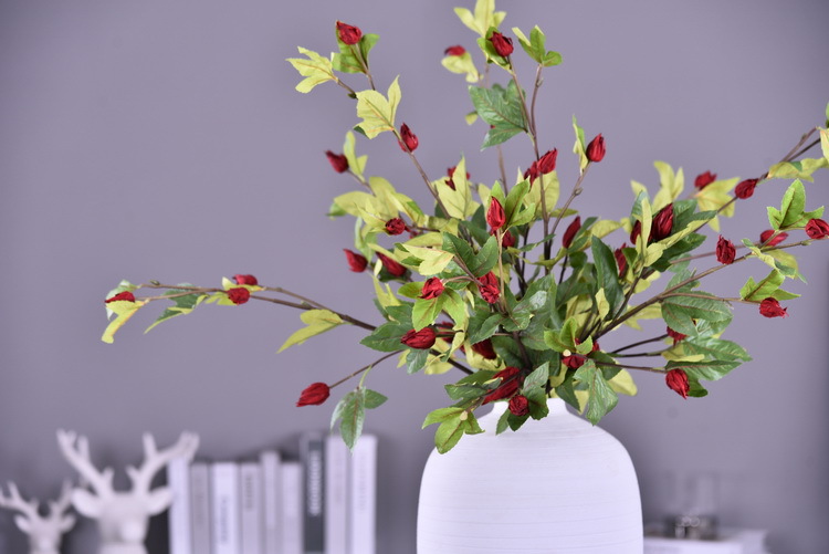 Factory direct sales of artificial hibiscus, modern and simple living room and hotel floor-standing artificial flowers wholesale, artificial roselle pic 13