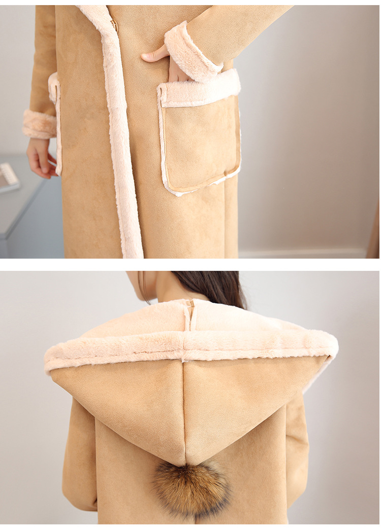 羊羔毛外套女中长款韩版冬季新款加绒加厚连帽鹿皮绒大衣详情22