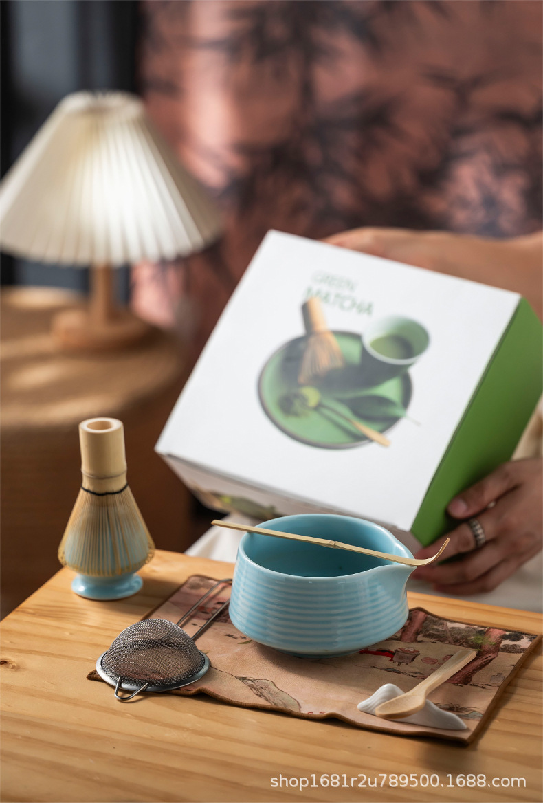 Cross-border Japanese-style kiln transformation retro matcha Hyabonri tools with spouts, Song Dynasty imitation tea whisking and beating utensils, tea set gift box pic 7
