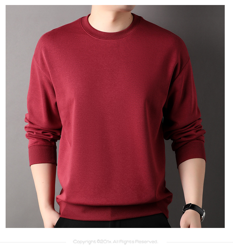 牛奶丝300g重磅卫衣男2023秋冬新款圆领打底衫纯色长袖t恤男上衣详情15