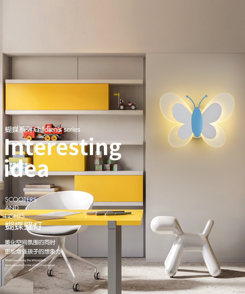 蝴蝶壁灯现代卧室床头灯客厅背景墙灯创意高级感艺术亚克力壁灯详情3