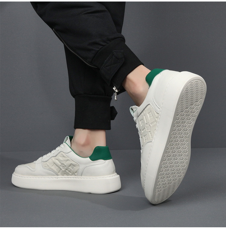 真皮板鞋男款夏季透气高级感百搭休闲男鞋头层牛皮空军男士小白鞋详情40