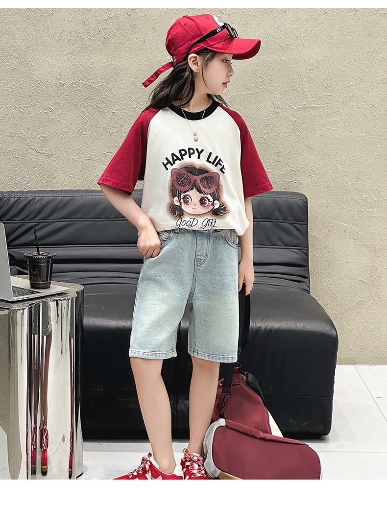 女童卡通T恤夏季2024新款女儿童纯棉上衣夏款中大童薄款短袖体恤详情2