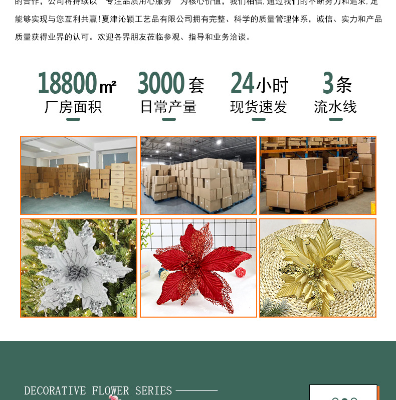 圣诞装饰品仿真玉兰花圣诞树配件圣诞花家居装饰品跨境圣诞花详情2