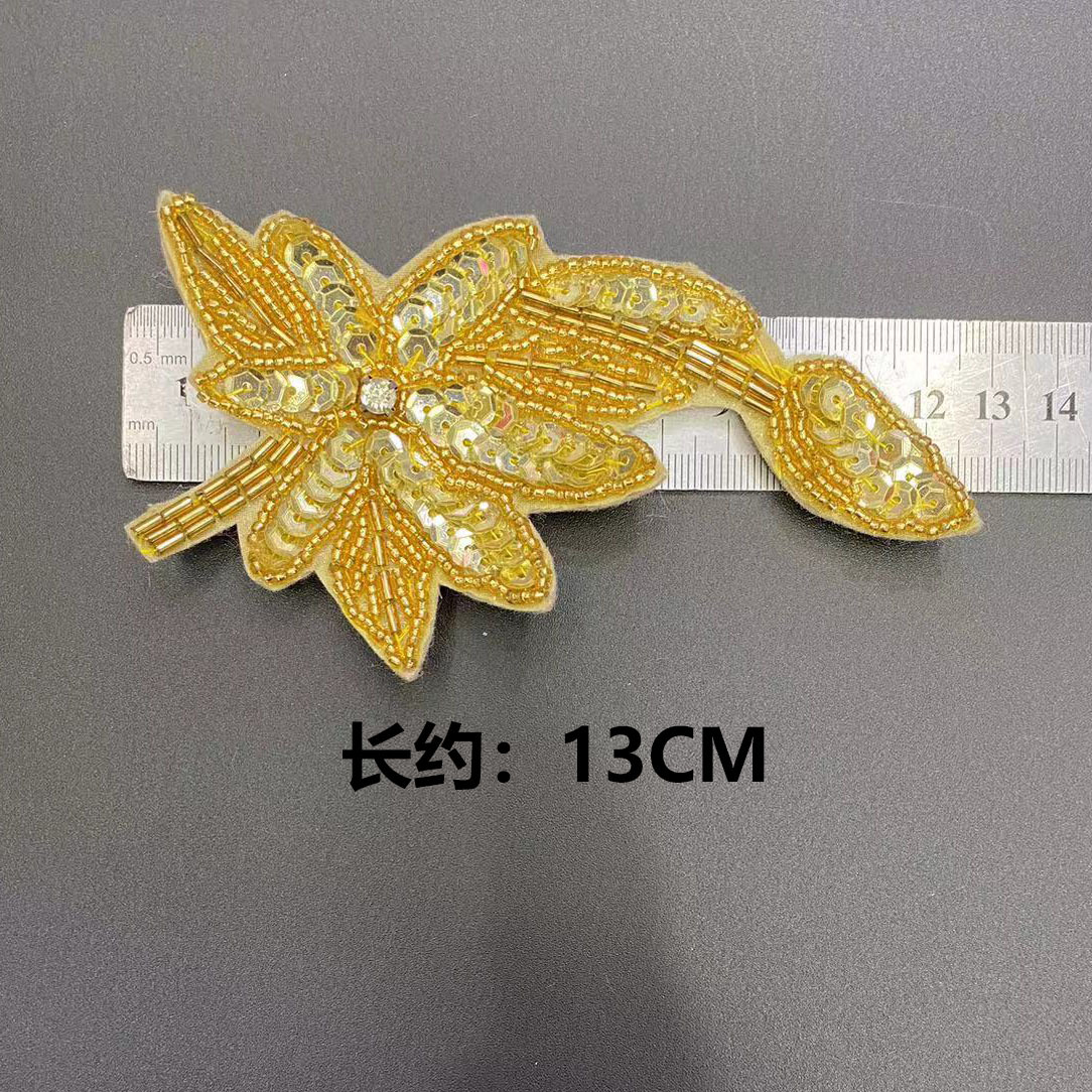 Estilo europeo y americano dorado lentejuelas accesorios accesorios de pelo hechos a mano con cuentas zapatos y sombreros accesorios de ropa venta directa de fábrica al por mayor pic 11
