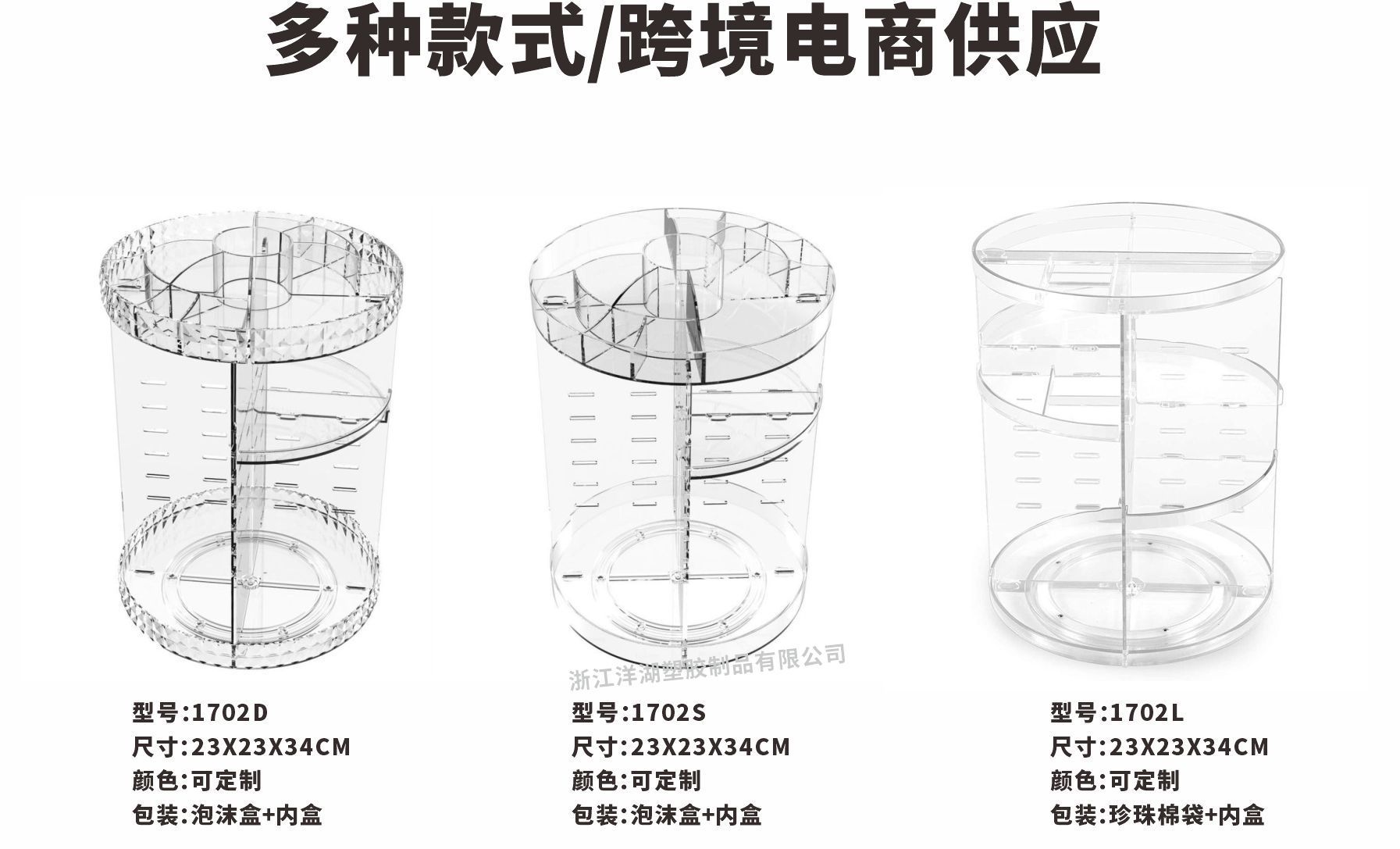 亚马逊360旋转收纳盒宿舍桌面梳妆台口红护肤品透明化妆品收纳架详情2