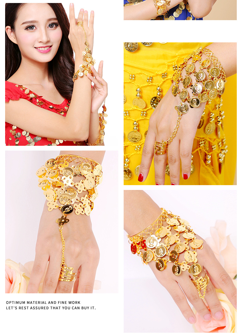 肚皮舞服装饰品首饰戒指手链手环舞蹈表演指环手链印度舞演出配饰详情8