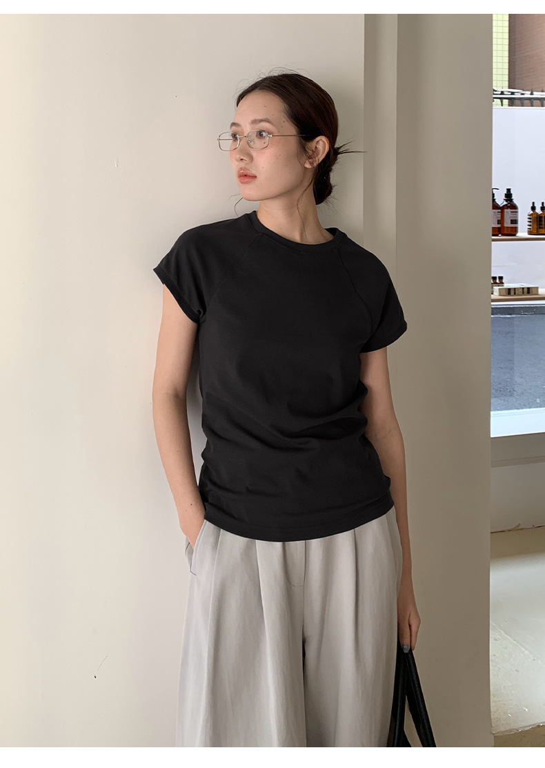 【7色可选】圆领净版短袖T恤女2025春夏新款韩版休闲百搭上衣T026详情35