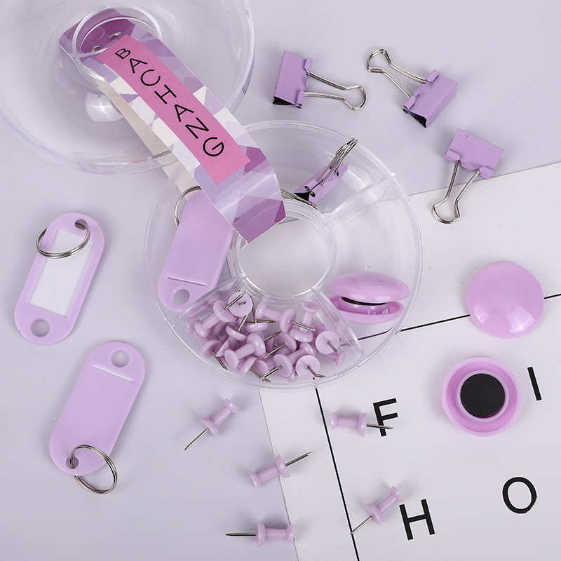 Macaron-colored paper clip keychain creative combination, colorful magnetic buckle rubber band long tail clip multi-functional set pic 10