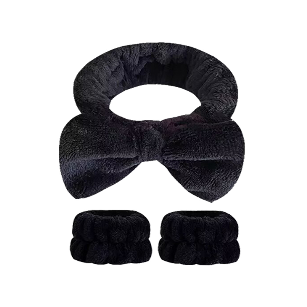 Bow face wash and hair band for girls wholesale solid color white matching makeup simple sweat-wiping wrist band flannel hair band pic 28