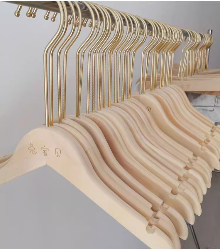 服装店实木儿童衣架无痕挂钩家用加粗成人裤架防滑晾衣架衣挂批发详情19