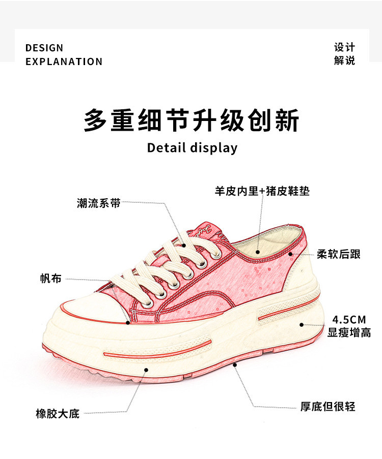 内里头层羊皮帆布鞋2024秋冬新款女士增高厚底鞋女休闲百搭鞋子女详情16