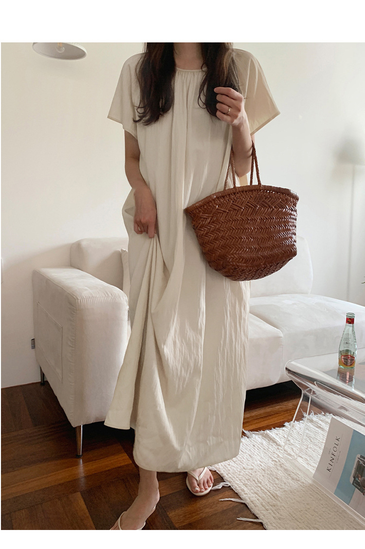 2024年夏季新款连衣裙 韩国ins风休闲家居宽松短袖度假中长款裙子详情12