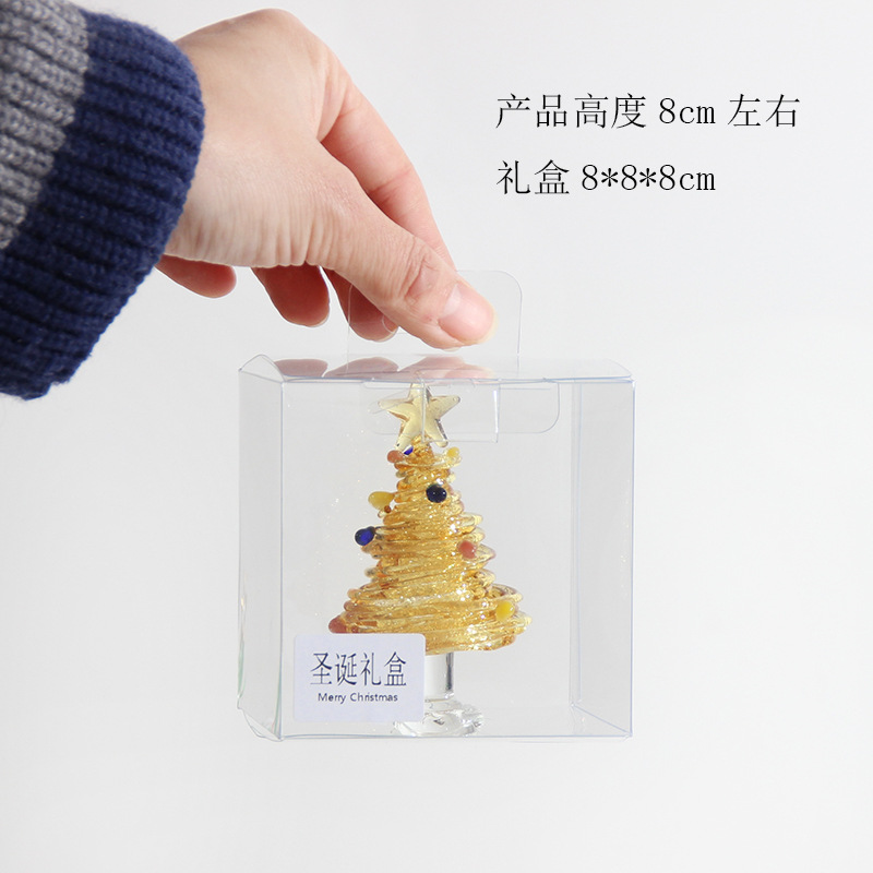 圣诞节礼物拉丝圣诞树淄博琉璃工艺品玻璃制品桌面摆件手工装饰灯详情56