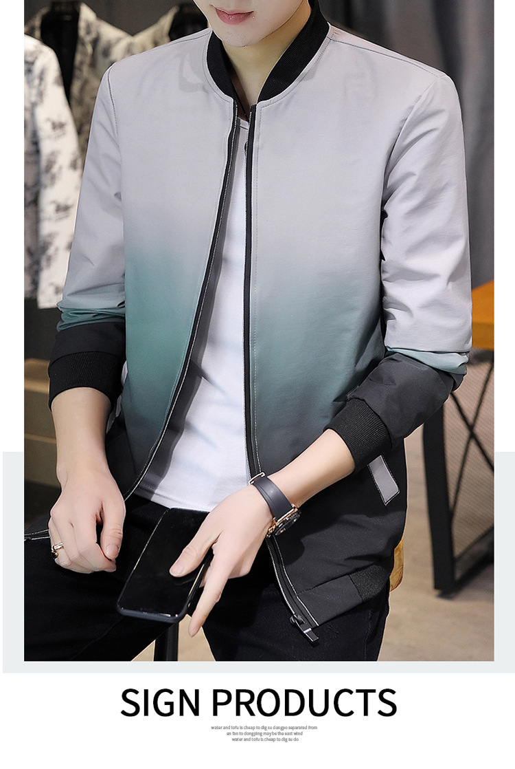 Comercio exterior primavera/otoño 2022 chaqueta versátil para hombres versión coreana slim fit baseball wear tendencia para hombres gradiente de estilo casual abrigos pic 12
