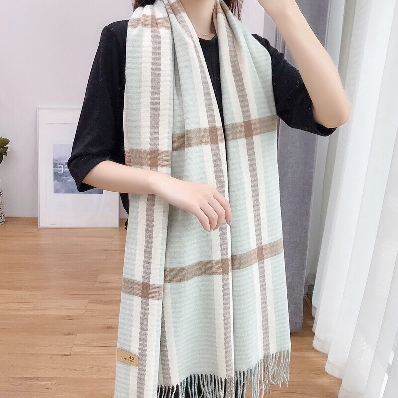 Korean-style thickened beauty line checkered scarf for women, long and warm printed faux cashmere tassel scarf shawl for autumn and winter pic 30