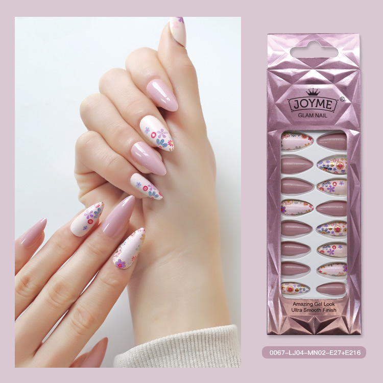 Long pointed false nails, wearable nail pads, finished nail pads, teardrop almond nail pads, nail patches, cross-border from Europe and America, 24 pieces pic 10