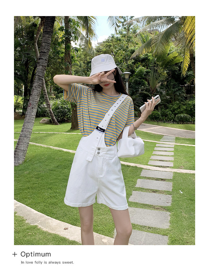 Summer retro salt single-shoulder overalls for women 2021 new style fashionable and youthful thin denim shorts, Korean style loose pic 24