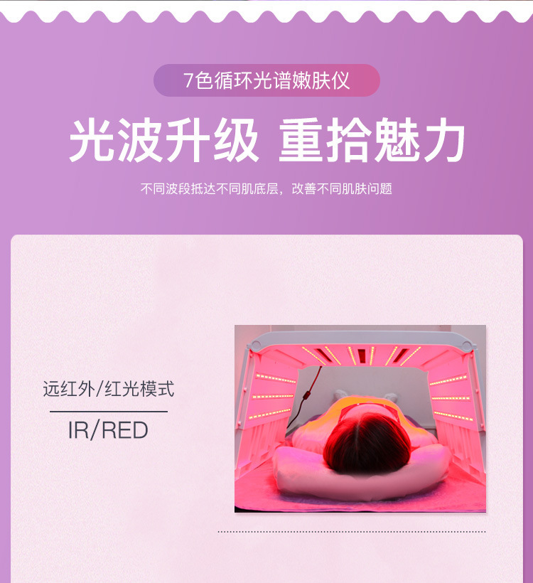 Cross-border exclusive new folding whitening chamber spectrometer LED PDT seven-color infrared photon skin rejuvenation beauty instrument pic 4