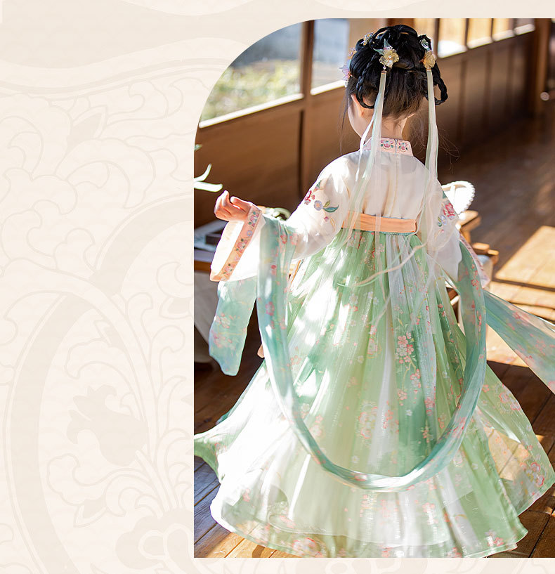 国潮女童汉服夏季新款樱花季古装拍照中国风夏季襦裙小女孩超仙公主裙详情18