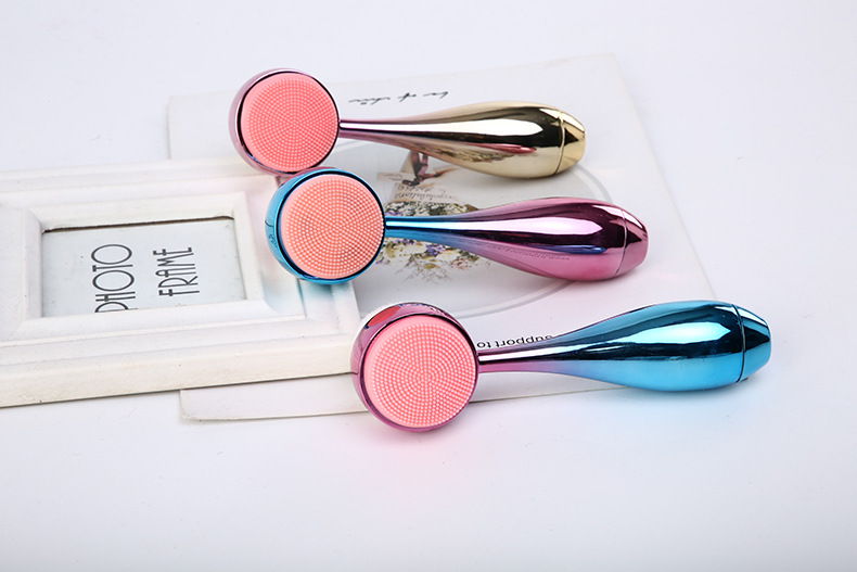 New bowling ball facial cleansing brush, electroplated facial cleansing brush, standing brush, manual double-sided silicone facial cleansing device for cleaning and blackhead removal, exclusively for export pic 18