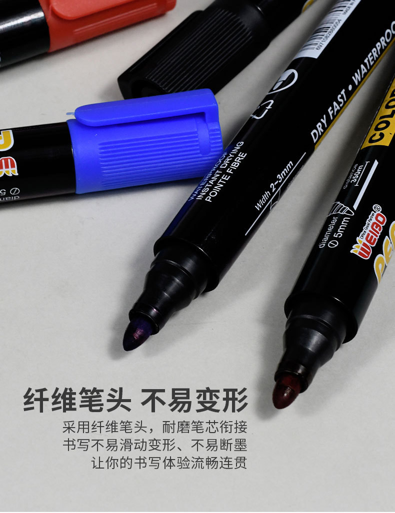 Weibo marker Pen Red, blue and black logistics Pen 10/ Box oil-based large-head pen Marker pen wholesale pic 3