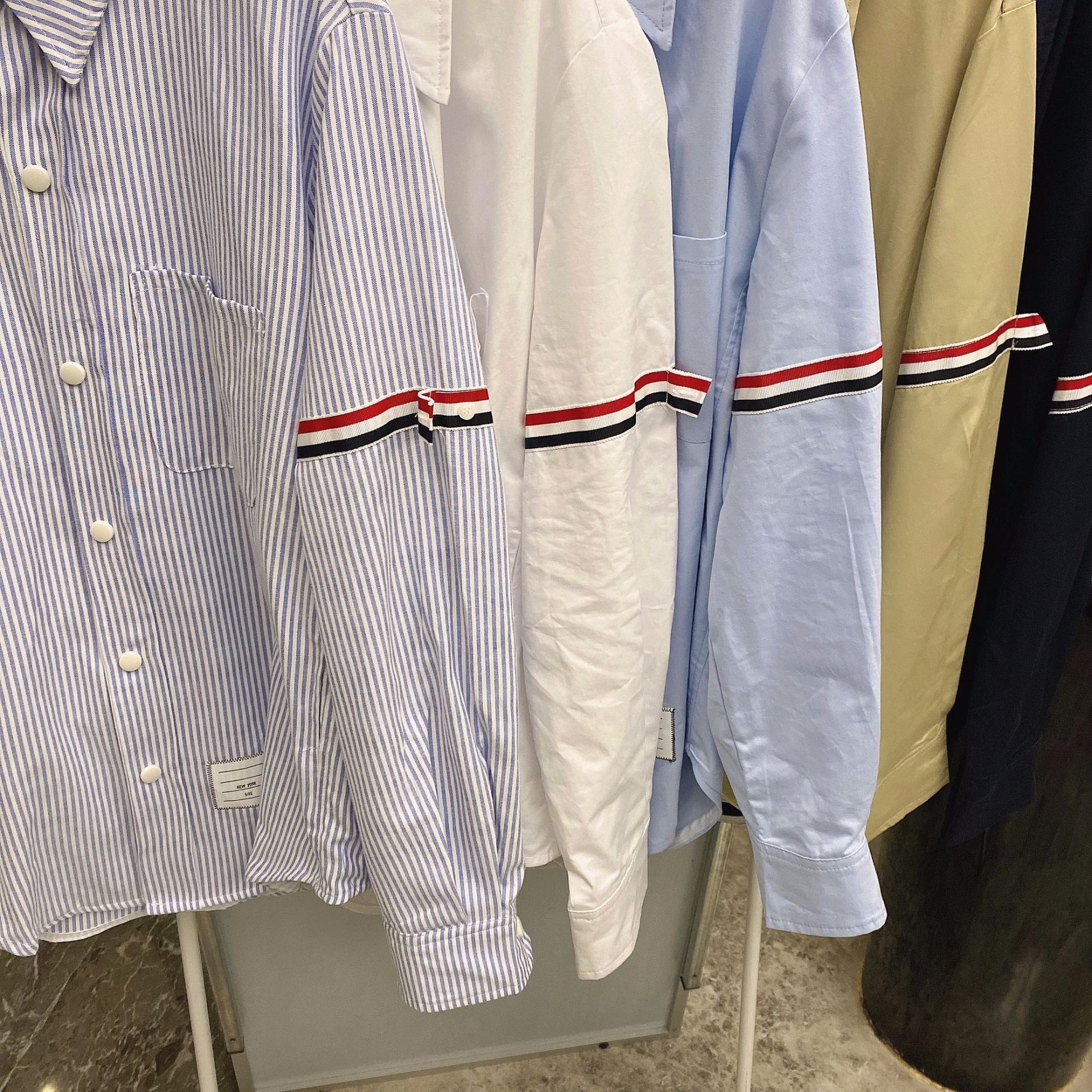 TB casual trendy brand poplin slim-fit solid white shirts for men and women, Oxford fabric shirts for women with long sleeves pic 109