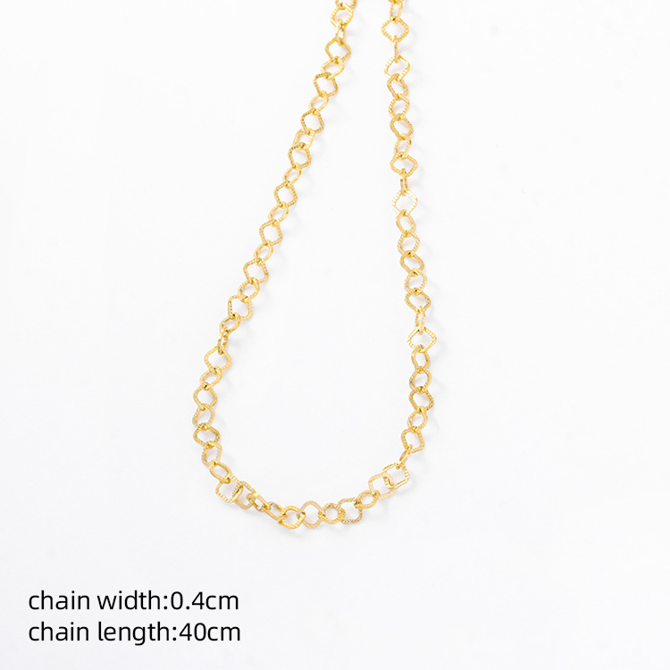 14k gold-plated genuine European and American style thick chain long flat square hole chain bracelet titanium steel necklace color retention pic 8