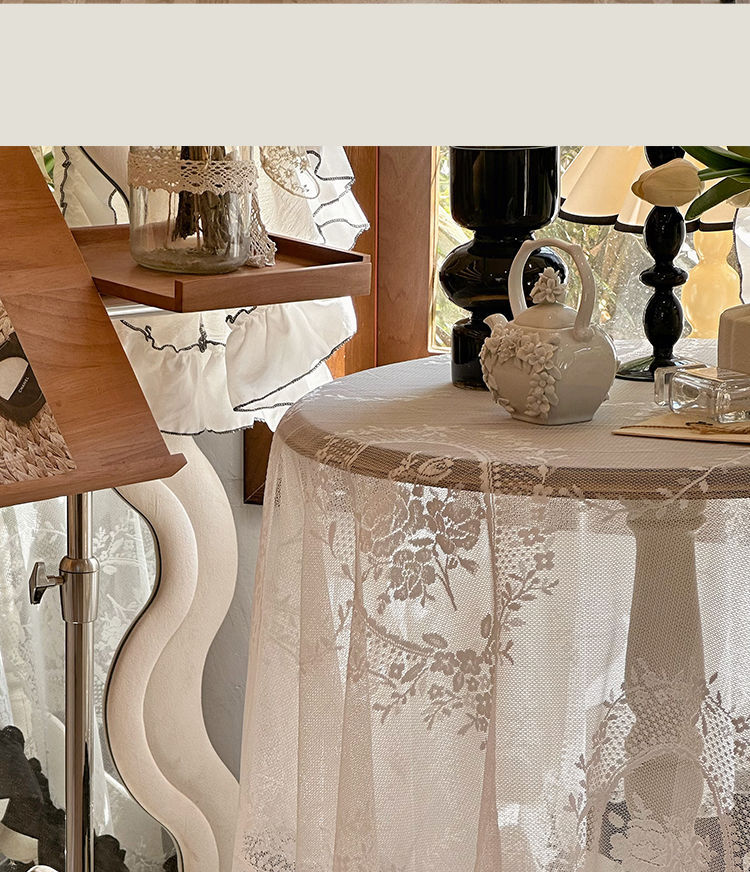 Amazon lace French court tablecloth with ruffled edge patchwork, cross-border retro high-end new tablecloth on Xiaohongshu pic 18