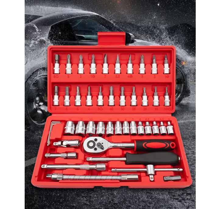46-piece set of socket wrenches, hardware tool combination set, household Xiaofei car, motorcycle, mechanical repair and auto maintenance set pic 1
