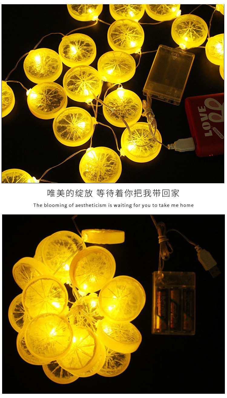 Creative new product LED lemon light string, ins room fruit decorative light, festival and wedding small colorful light, lemon fruit light pic 19