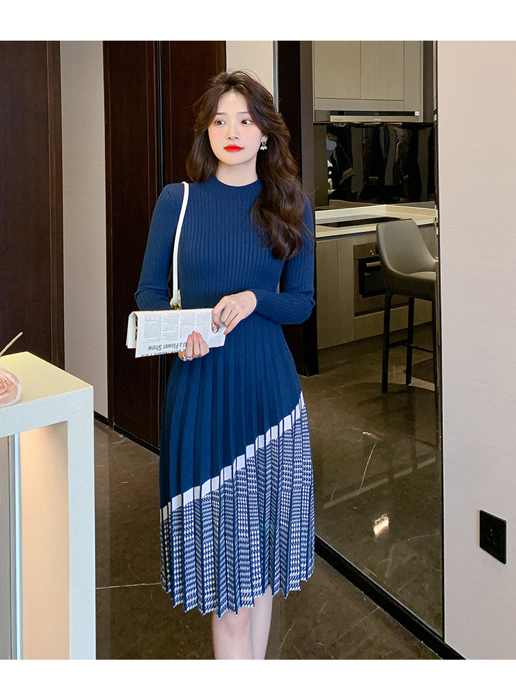秋冬新款半高领小香风打底裙羊毛连衣裙女内搭针织裙子修身毛衣裙详情78