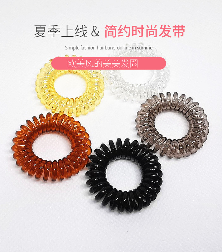 3.8透明电话线发圈头绳地摊饰品义乌手工饰品皮筋发饰发绳批发详情2