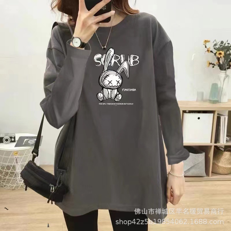 2023春秋新款女装长袖t恤韩版休闲大码女式t恤上衣打底衫外贸批发详情11