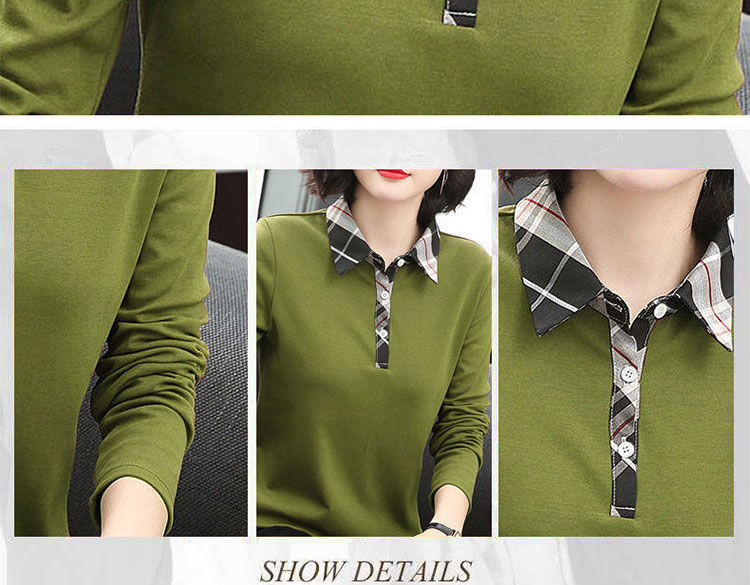 POLO base layer long-sleeved solid color 2022 Spring/Autumn new loose Korean-style fashionable and versatile T-shirt, trendy for ladies pic 5