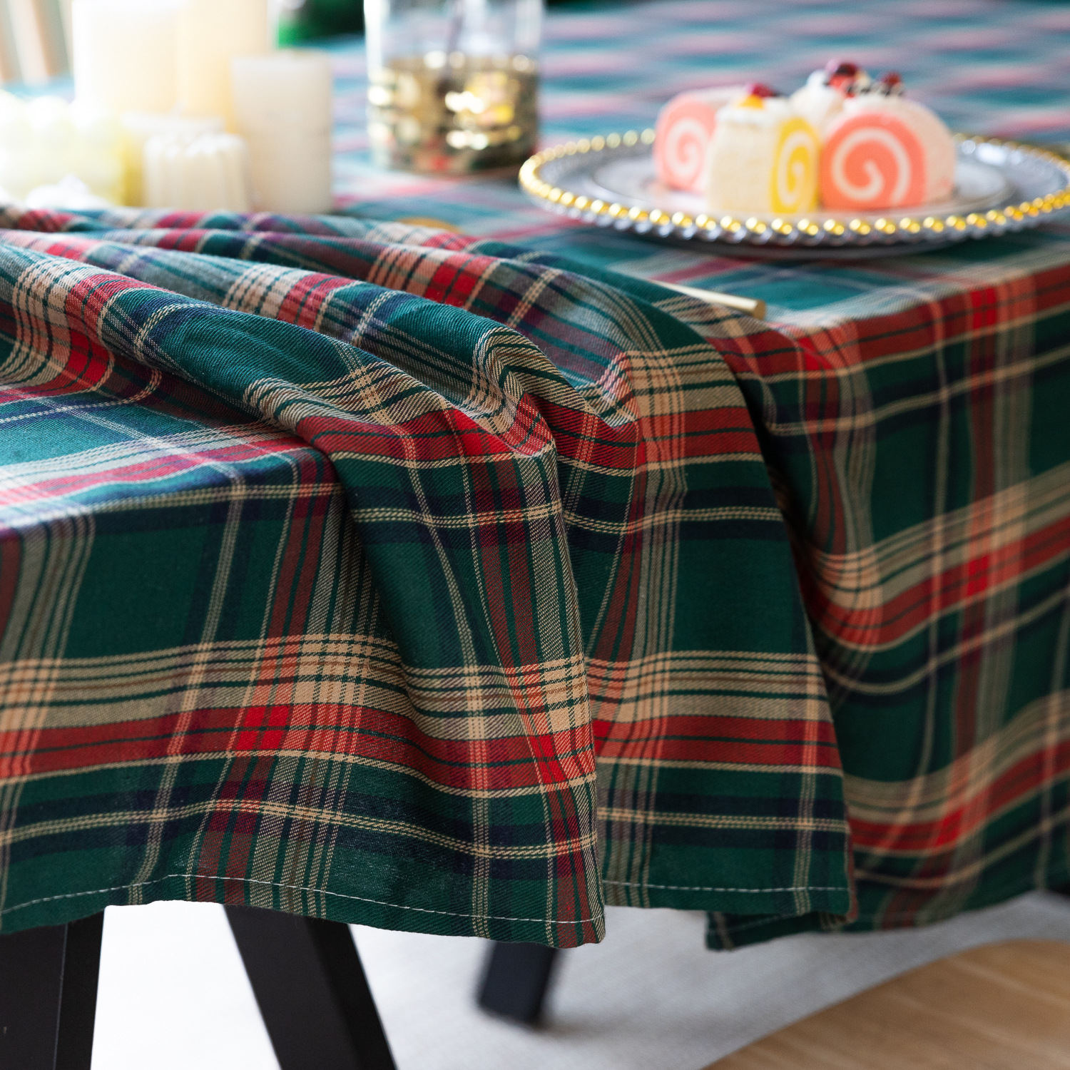 American green checkered table fabric Christmas Day Amazon rectangular atmosphere decoration tablecloth manufacturer, South Korea pic 12