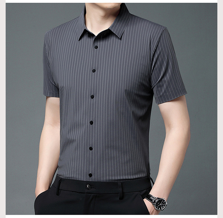 其力男装衬衫短袖男款2023夏季新款商务锦氨高弹力无痕寸衫t恤男详情20