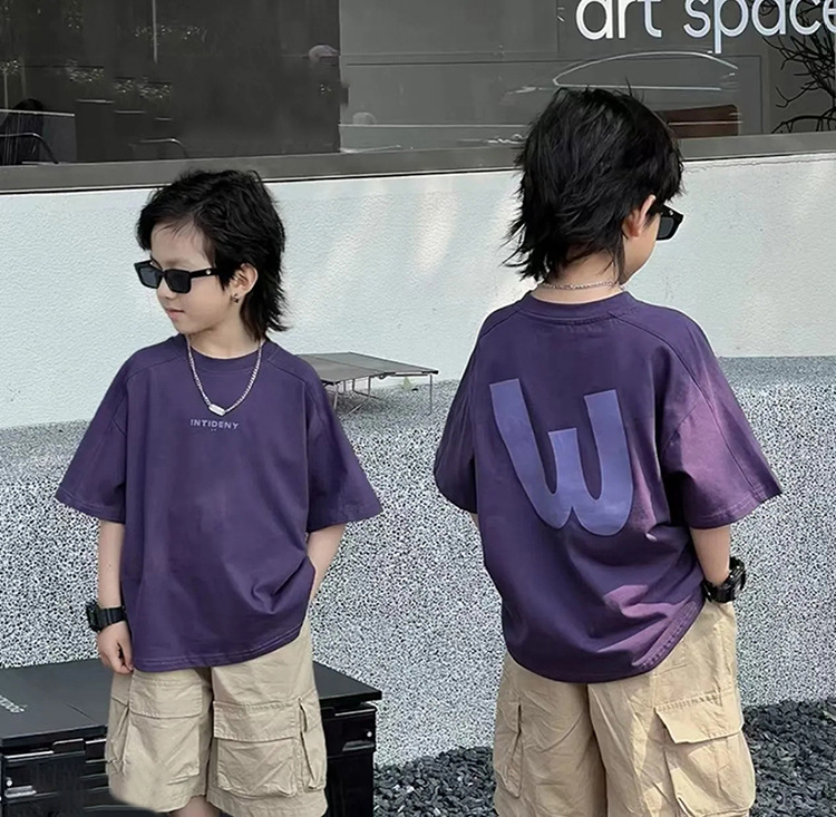 男女童短袖t恤夏装新款洋气圆领印花帅气中大童半袖上衣夏季童装详情2